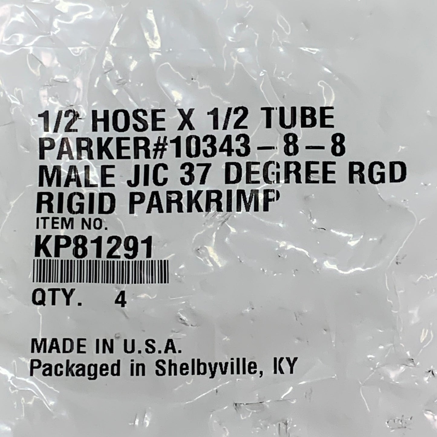 PARKER (4 PACK) Hydraulic Hose Male JIC 37 DG Rigid 1/2" x 1/2" Steel KP81291