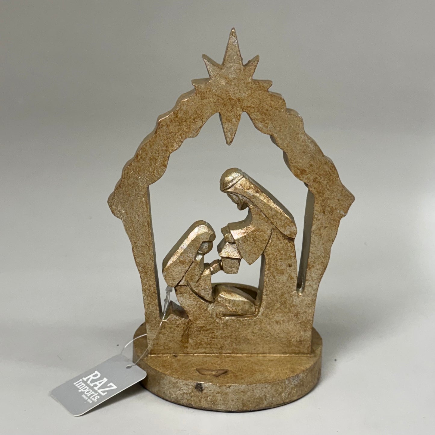 RAZ IMPORT Resin Holy Family Tea Light Candle Holder Gold 7.25" 4412124