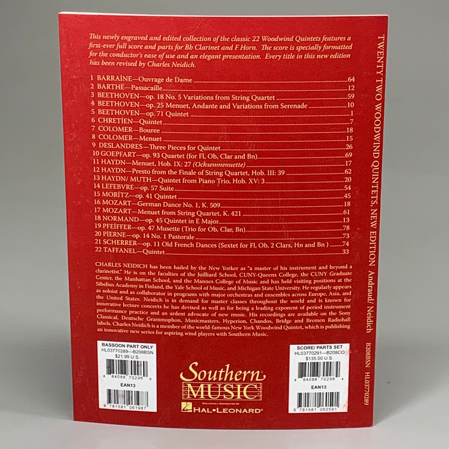 SOUTHERN MUSIC (5 PACK!) Twenty Two Woodwind Quintets New Edition Red AS-IS