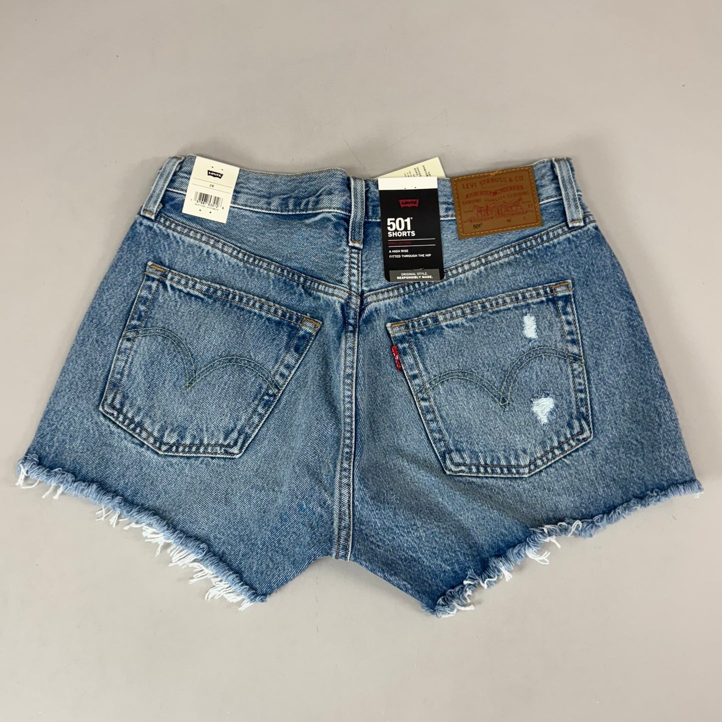LEVIS 501 Original Fit High Rise Shorts Women's Sz 28 Vague Finish Medium Wash