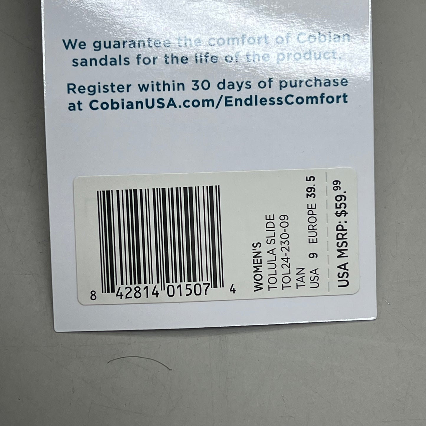 COBIAN Tolula Slide Enhanced Cushion Suede Strap Women's Sz 9 Tan TOL24-230-09