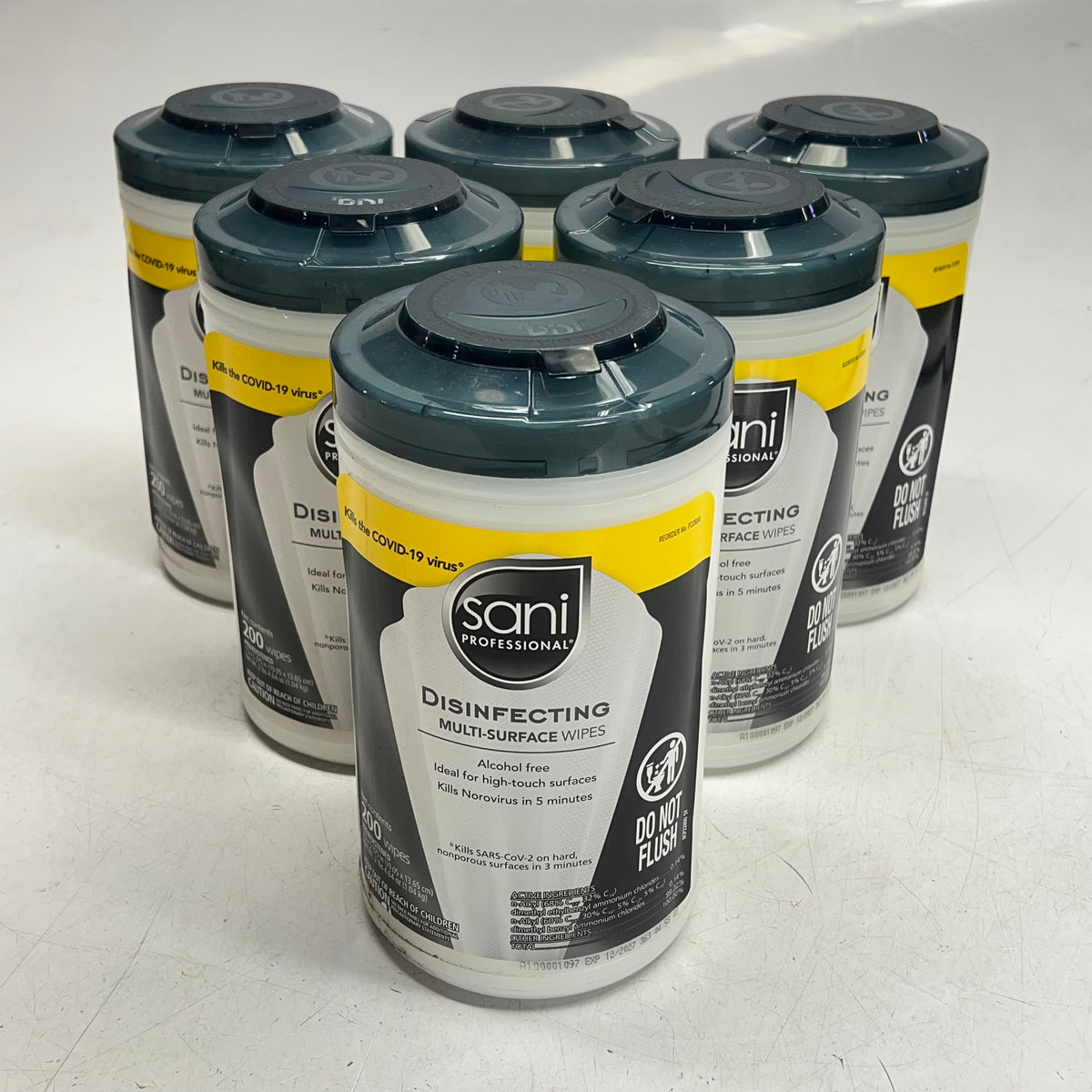 SANI PROFESSIONAL (6 PACK, 200 EACH) Disinfecting Multi-surface Wipes BB 12/27