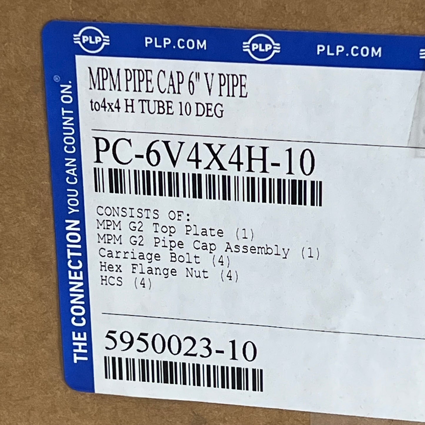 PLP Multi-pole Mount (mpm-g2) Pipe Cap Kit 6" - 4"x4" Tube Fit PC-6V4X4H-10 013