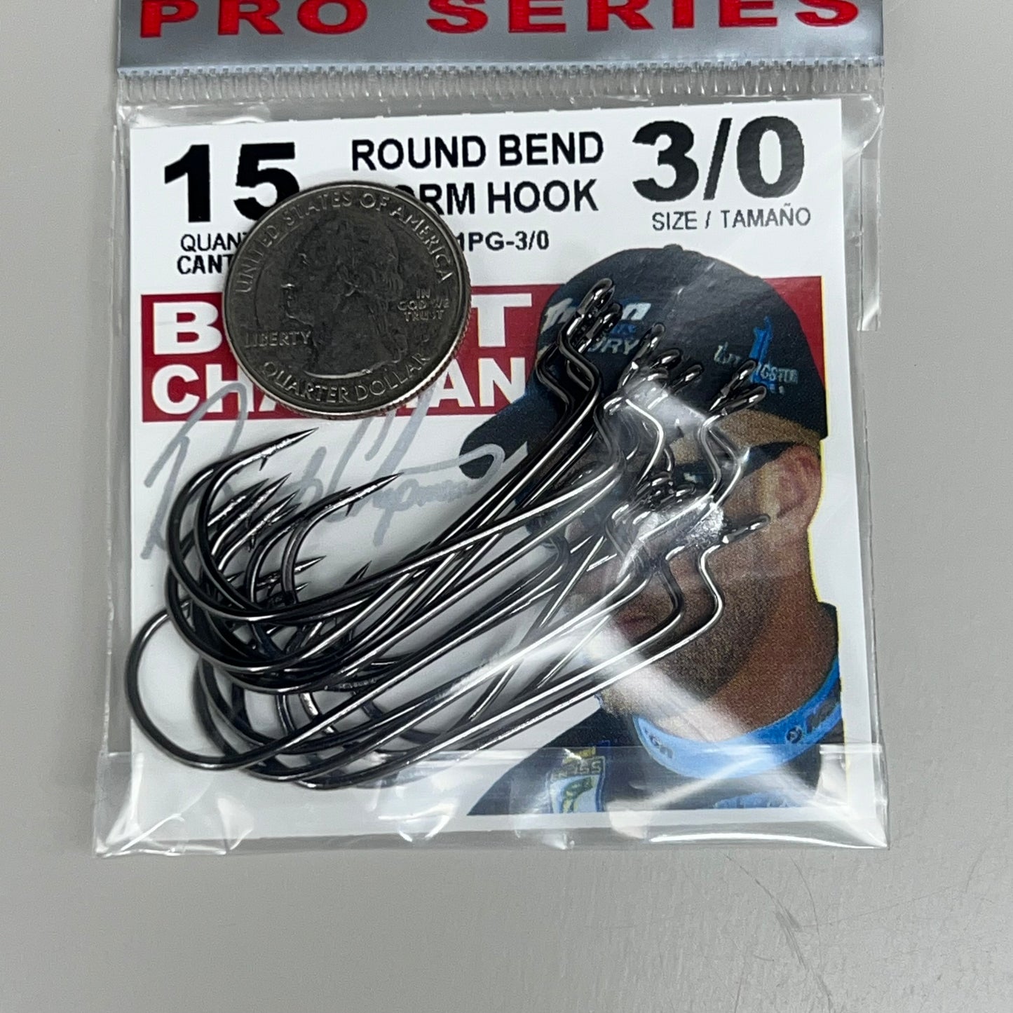 EAGLE CLAW (5 PACK) Round Bend Worm Hook Platinum Black #3/0 15pc LPS091PG-3/0