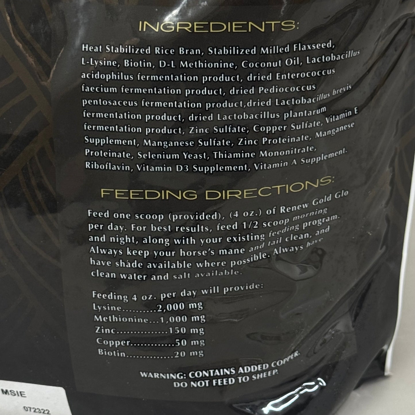 RENEW GOLD Glo Hoof And Hair Growth Supplement For Horses 7.5 lbs RGGLO7.5 BB 07/26