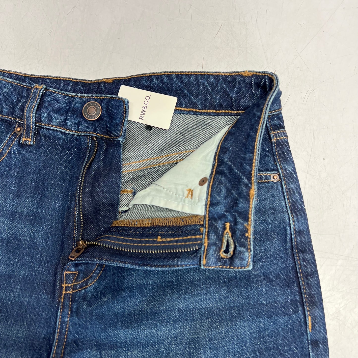 RW & CO High Rise Straight Leg Jeans Women's Sz 26 Dark Blue Wash 487897