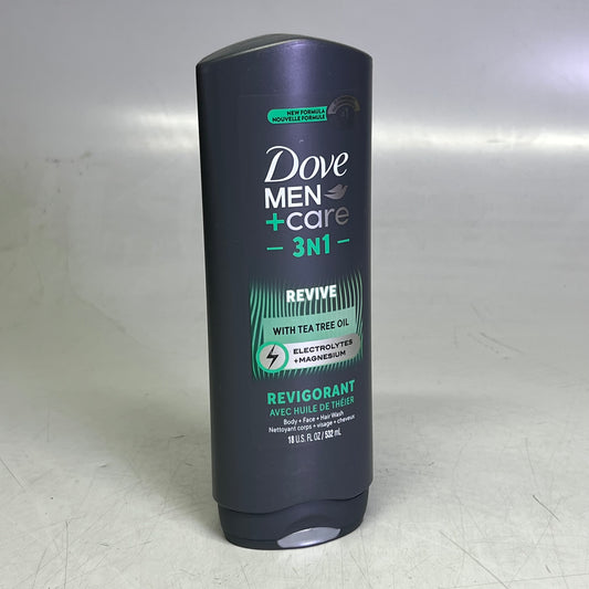 DOVE Men + Care Post-Workout Body Wash For Men 3 in 1 Revive With Tea Tree Oil 18 oz