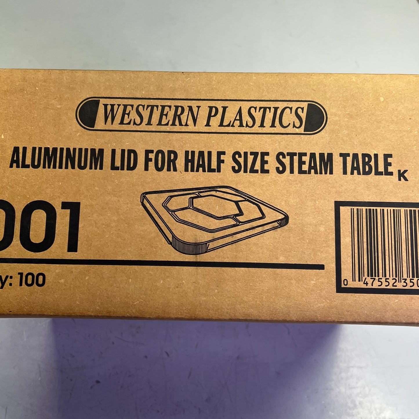ZA@ WESTERN PLASTICS (100 PACK) Half Steam Foil Lid Chrome 5001
