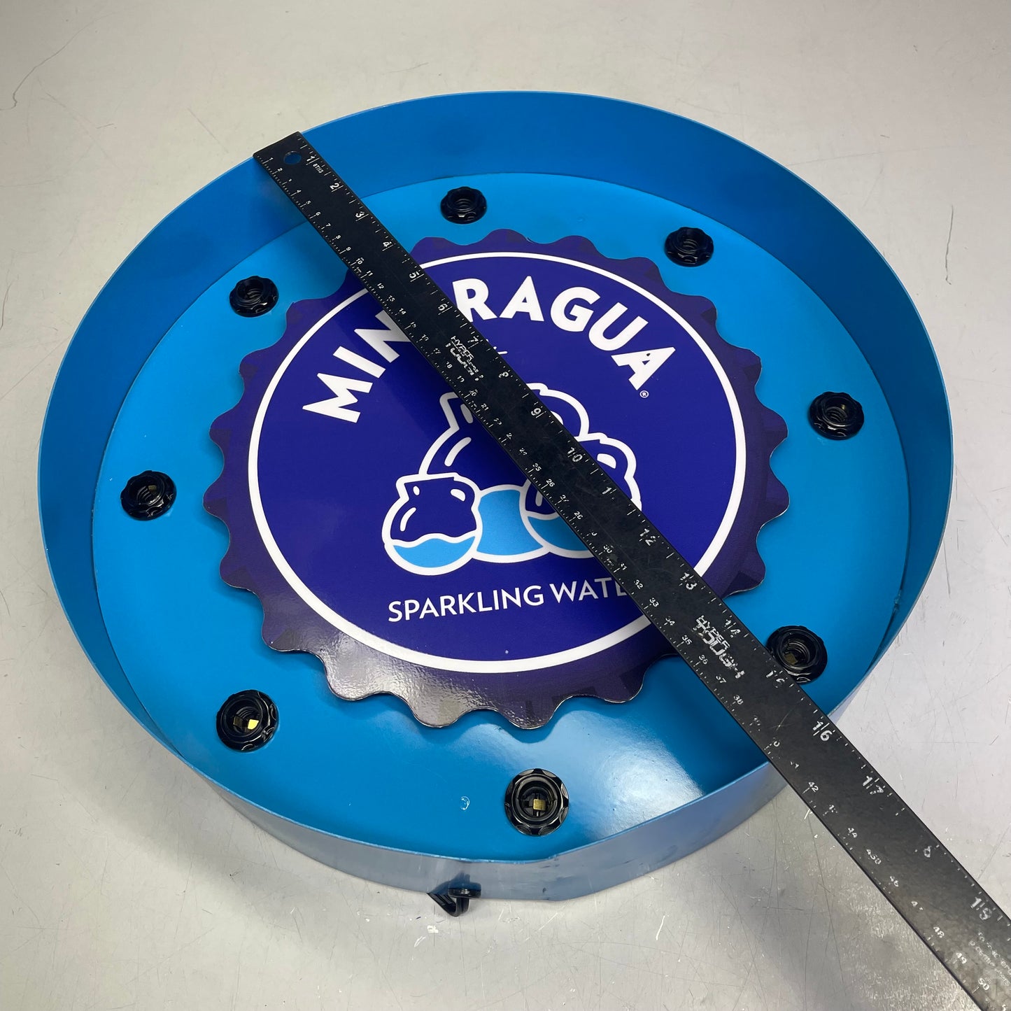 SAVAGE METAL Mineragua Metal Light-Up Sign 16”x4” Blue