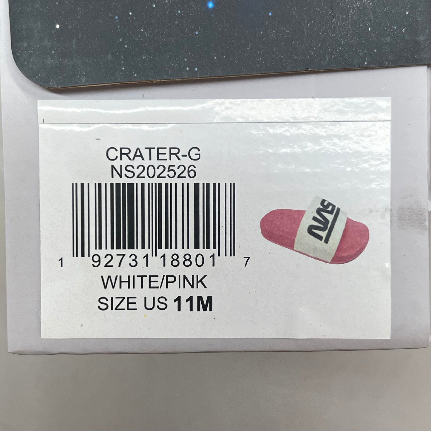 NASA Lightweight Slip-On Crater-G Sandal Slide Girl's Sz 11M Pink/White NS202526