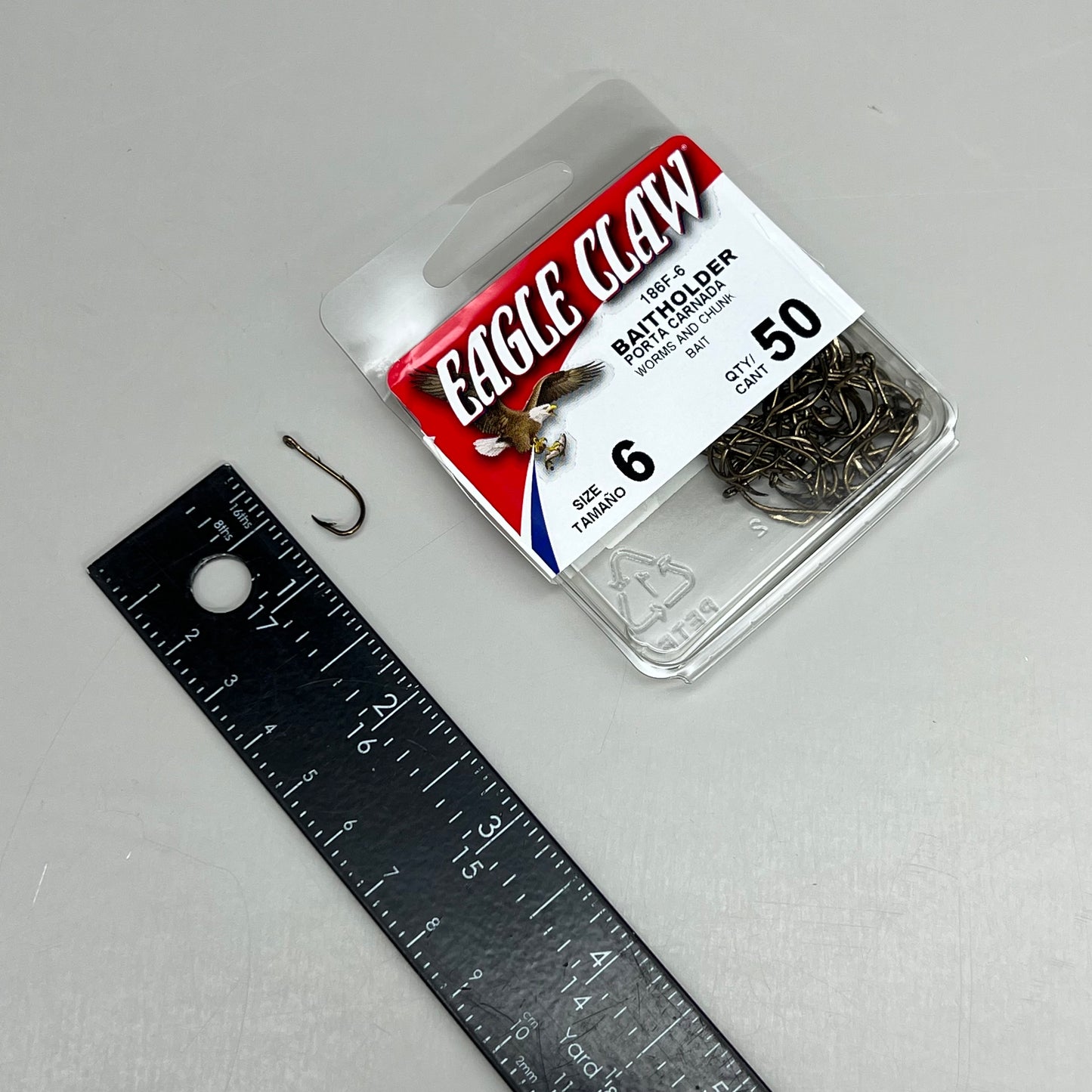 EAGLE CLAW Ultra Sharp Bait Holder for Worms & Chunk Bait Bronze #6 50pc 186F-6