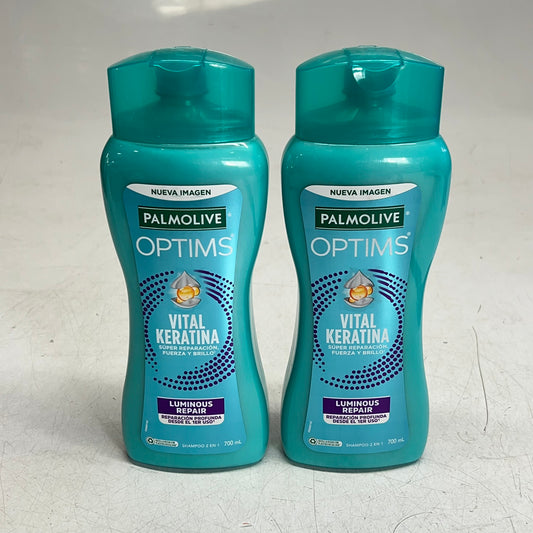 PALMOLIVE OPTIMS (2 PACK) Luminous Repair W/ Keratina 2 in 1 Shampoo  700 mL