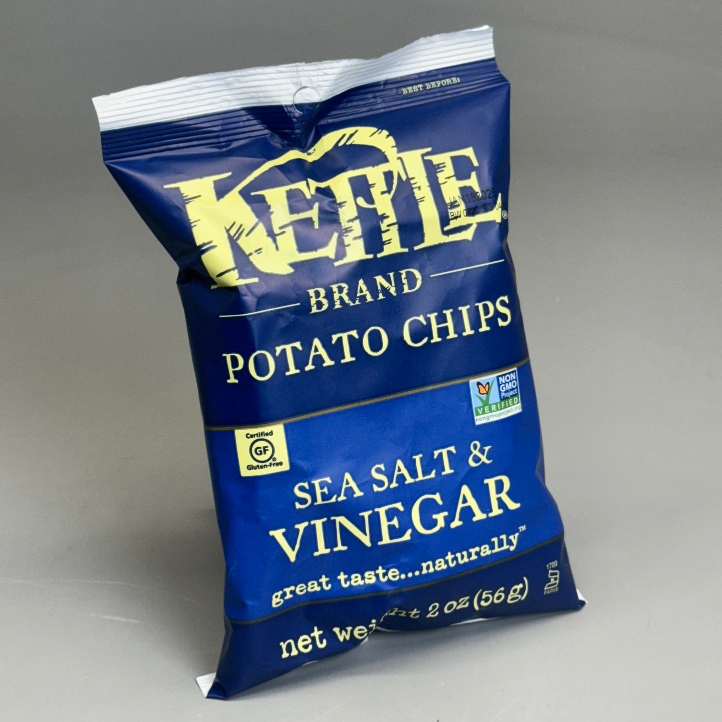 ZA@ KETTLE Potato Chips Stand with/ 4 Flavors, 2 oz bags BB 01/25