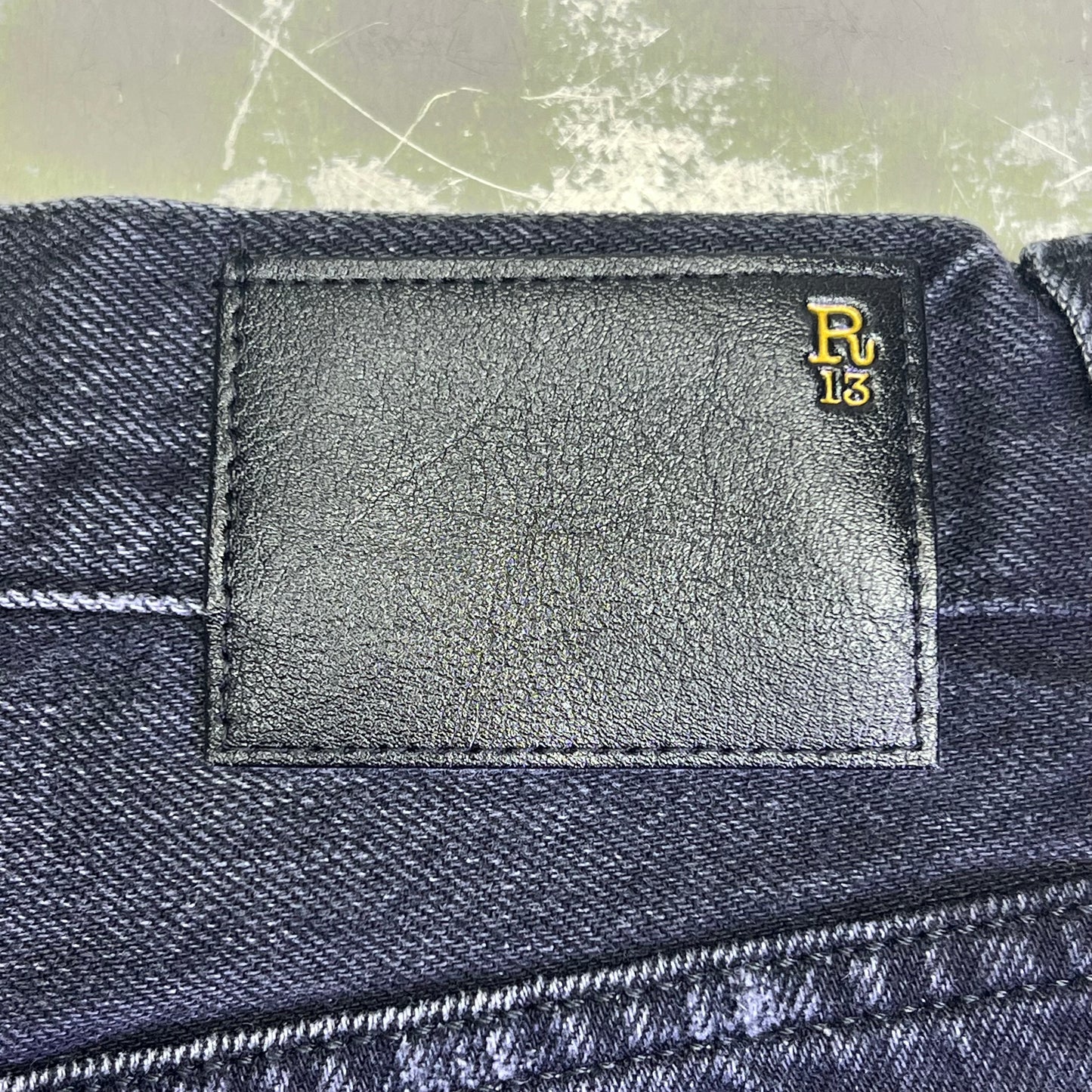 R13 Relaxed Distressed Boyfriend Jeans Made In Italy Women's Sz 24 Jake Black