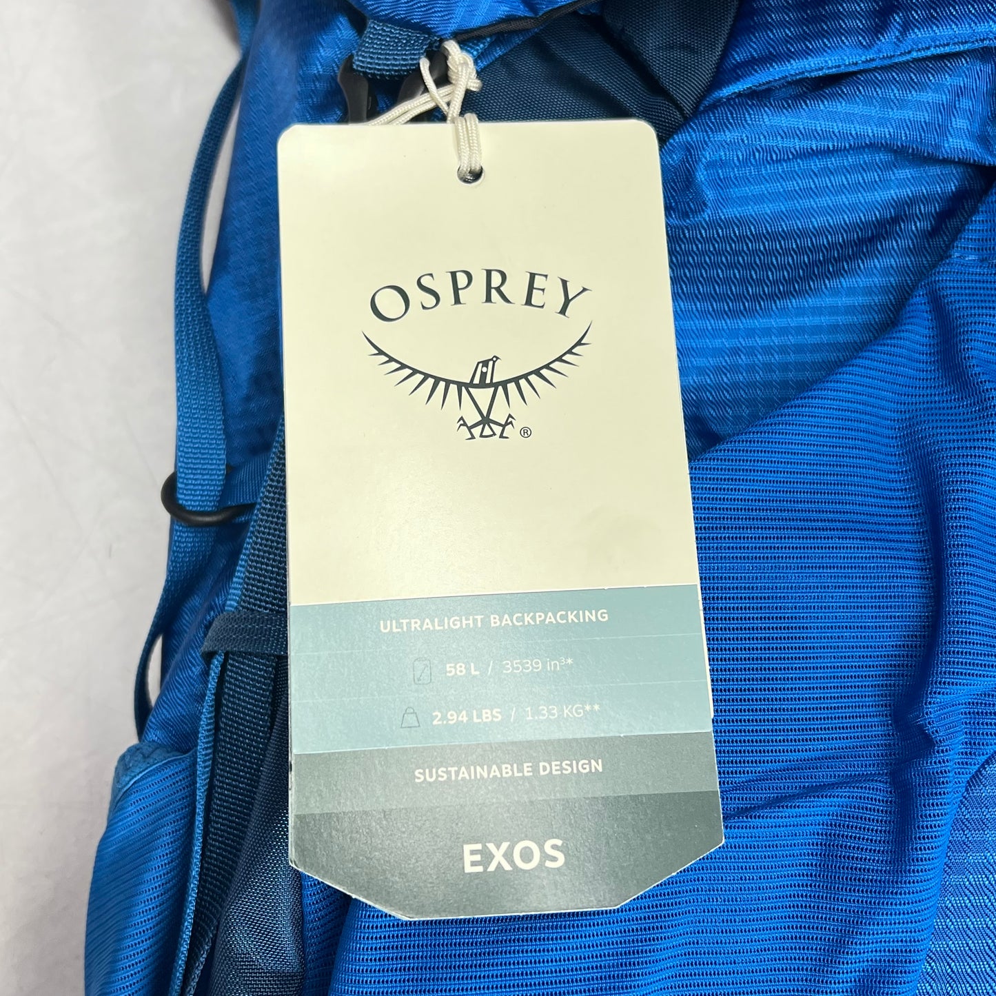 OSPREY Exos 58 Backpack Comfort Pack Men's Sz L/XL 61L Blue Ribbon 10004021