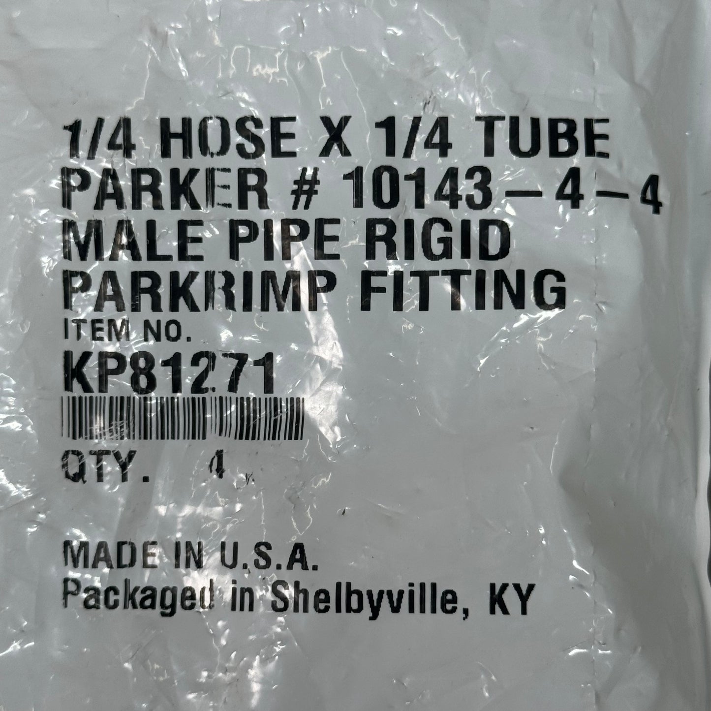 PARKER (4 PACK) Hydraulic Hose Male Pipe Rigid Fitting 1/4" x 1/4" Steel KP81271