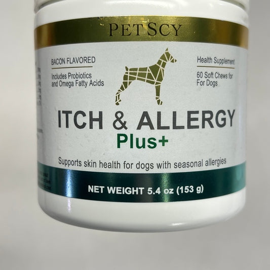 PET SCY Itch & Allergy Plus+ Bacon Flavor Soft Chew Dog Supplements  5.4 fl oz