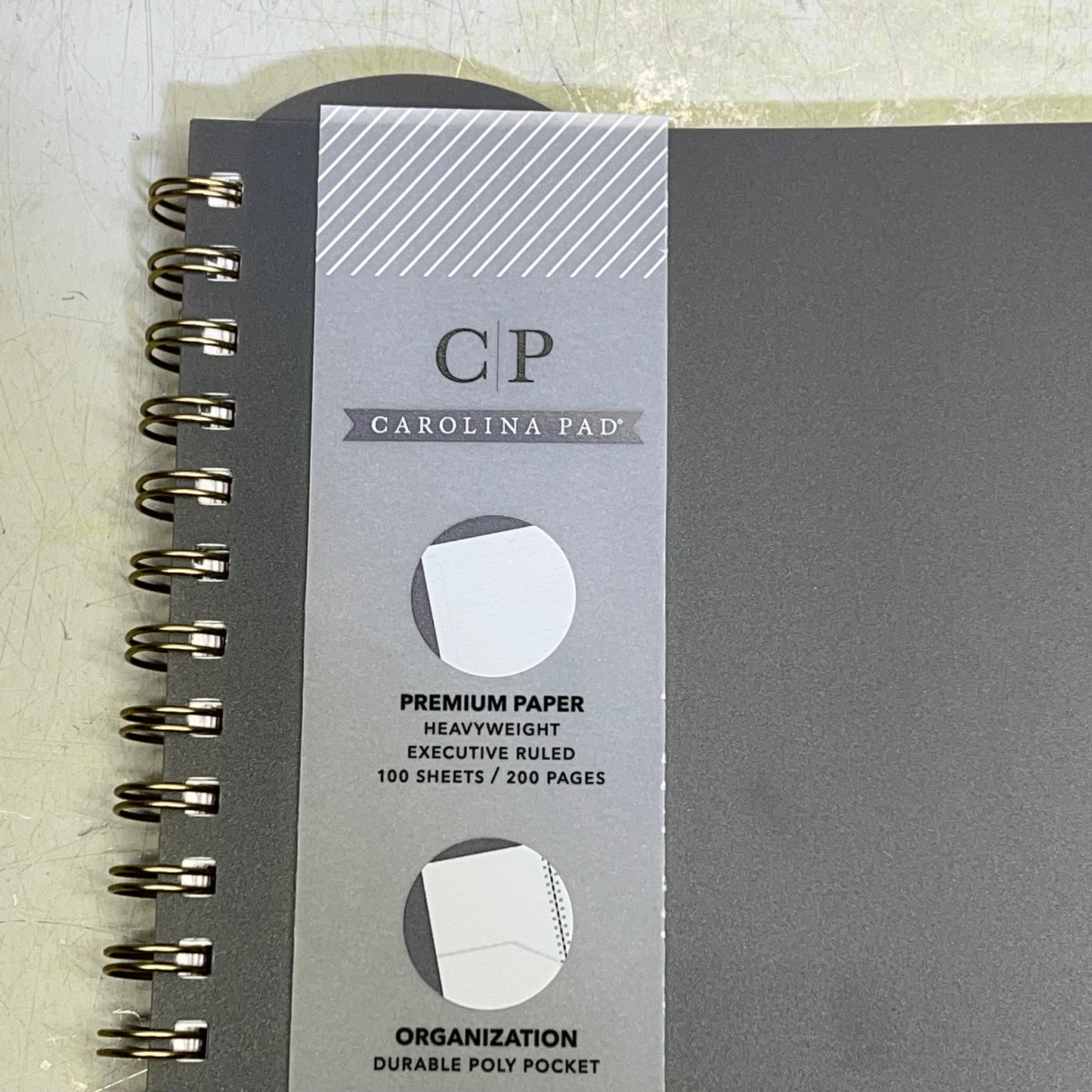 CAROLINA PAD Professional Spiral Notebook Executive Ruled 7.88" X 9.94"  Grey