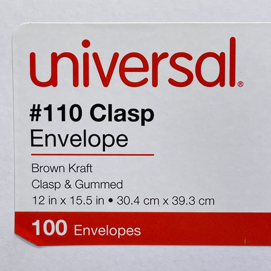UNIVERSAL (100 PACK) #110 Kraft Clasp Envelope Clasp/Gummed Closure 12"x15.5" Brown Kraft UNV35270