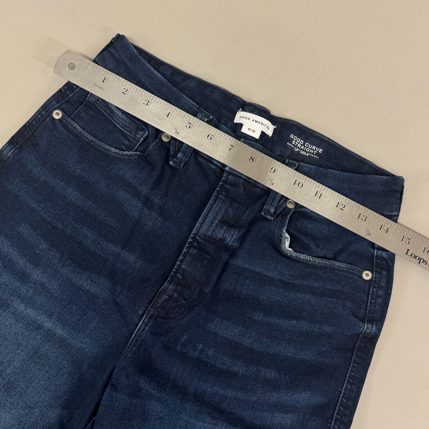 GOOD AMERICAN Always Fits Good Curve Straight Jeans Women's Sz 6/12 Indigo707 GCST739TT