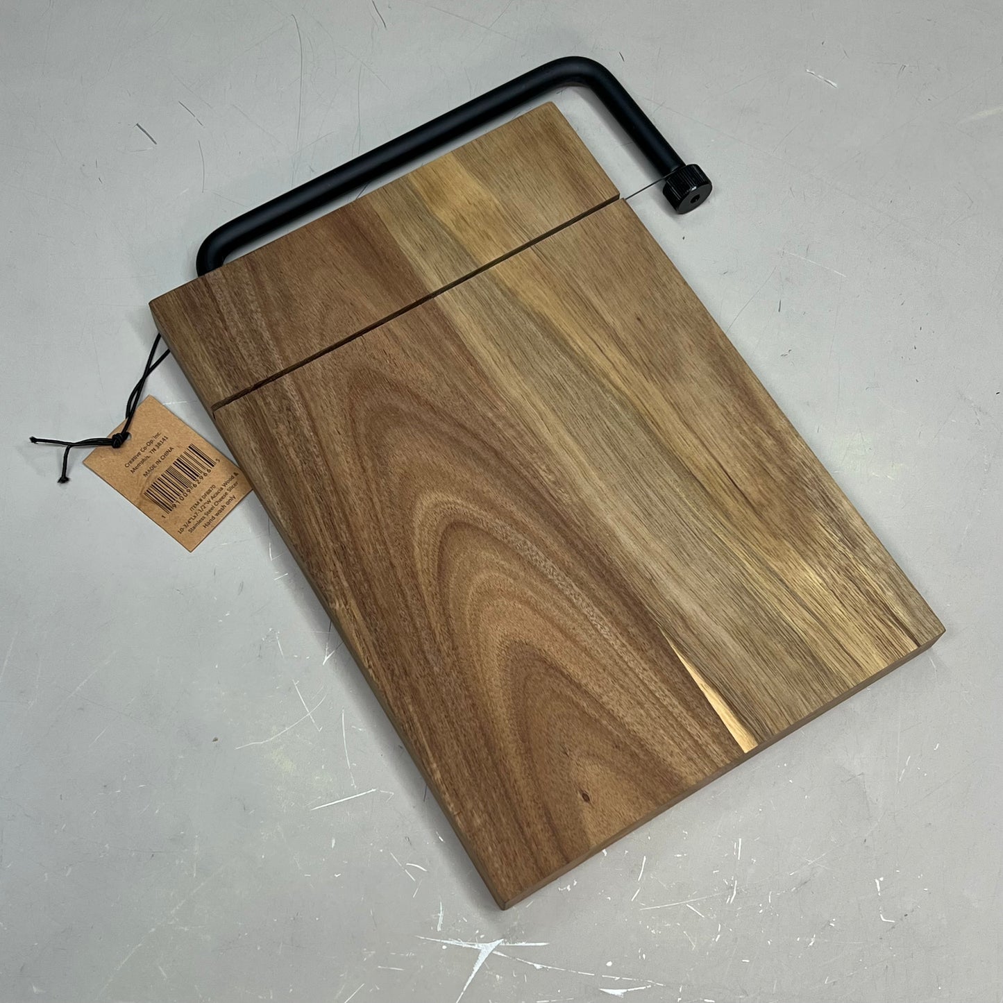 CREATIVE CO-OP Acacia Wood & Stainless Steel Cheese Slicer 10-3/4x7-1/2" DF8870