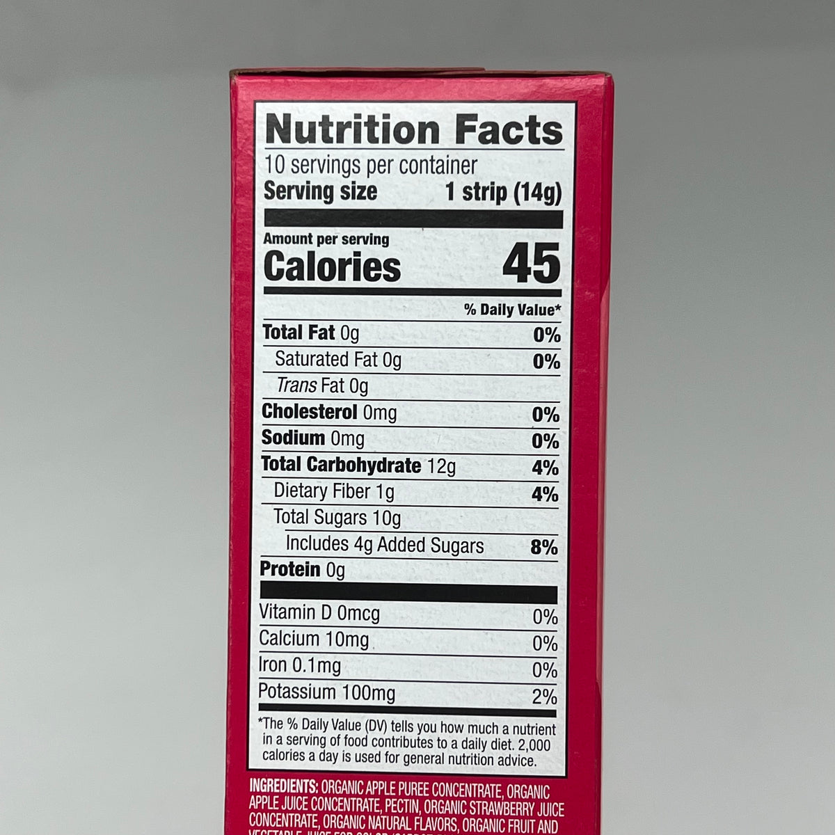 O ORGANICS (12 PACK, 10 EACH) Fruit Strips Strawberry Flavor 0.5OZ BB 02/27