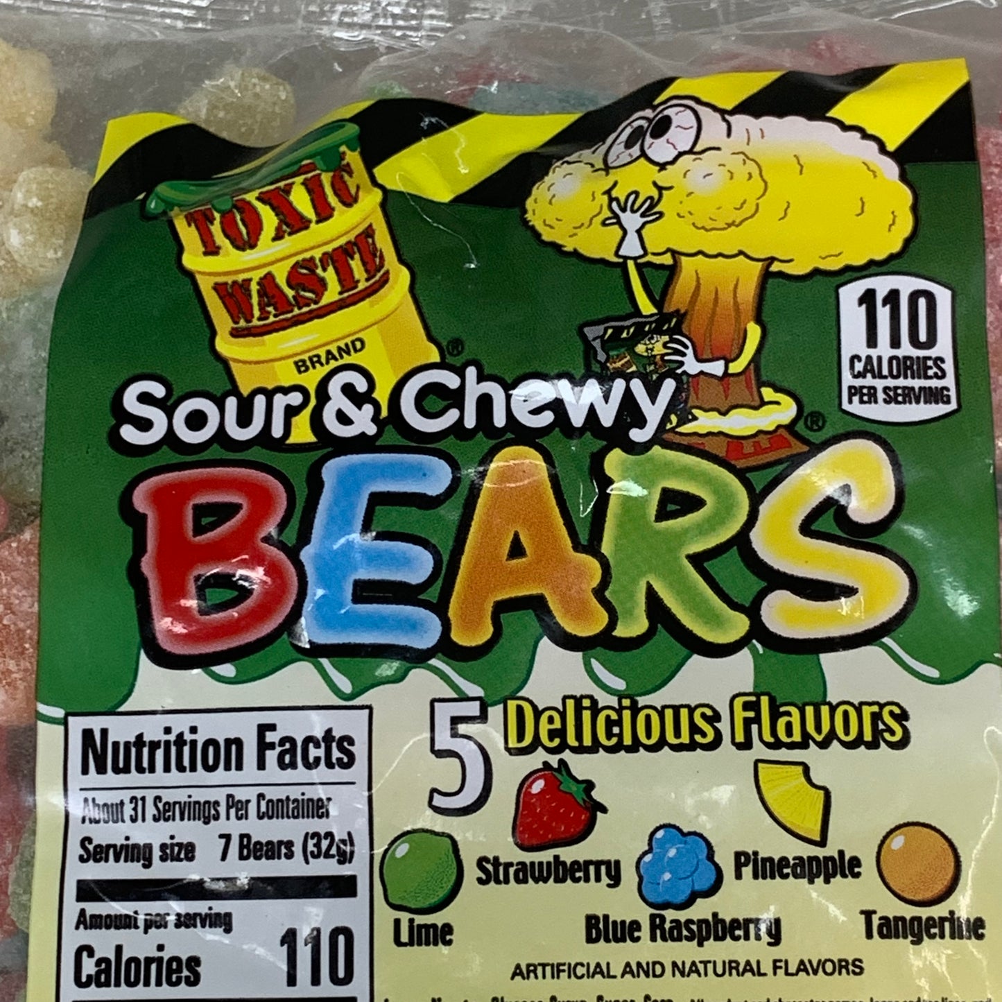 ZA@ TOXIC WASTE (2.2LBS BAG) Sour & Chewy Candy Bears 5 Assorted Flavors BB 03/2024