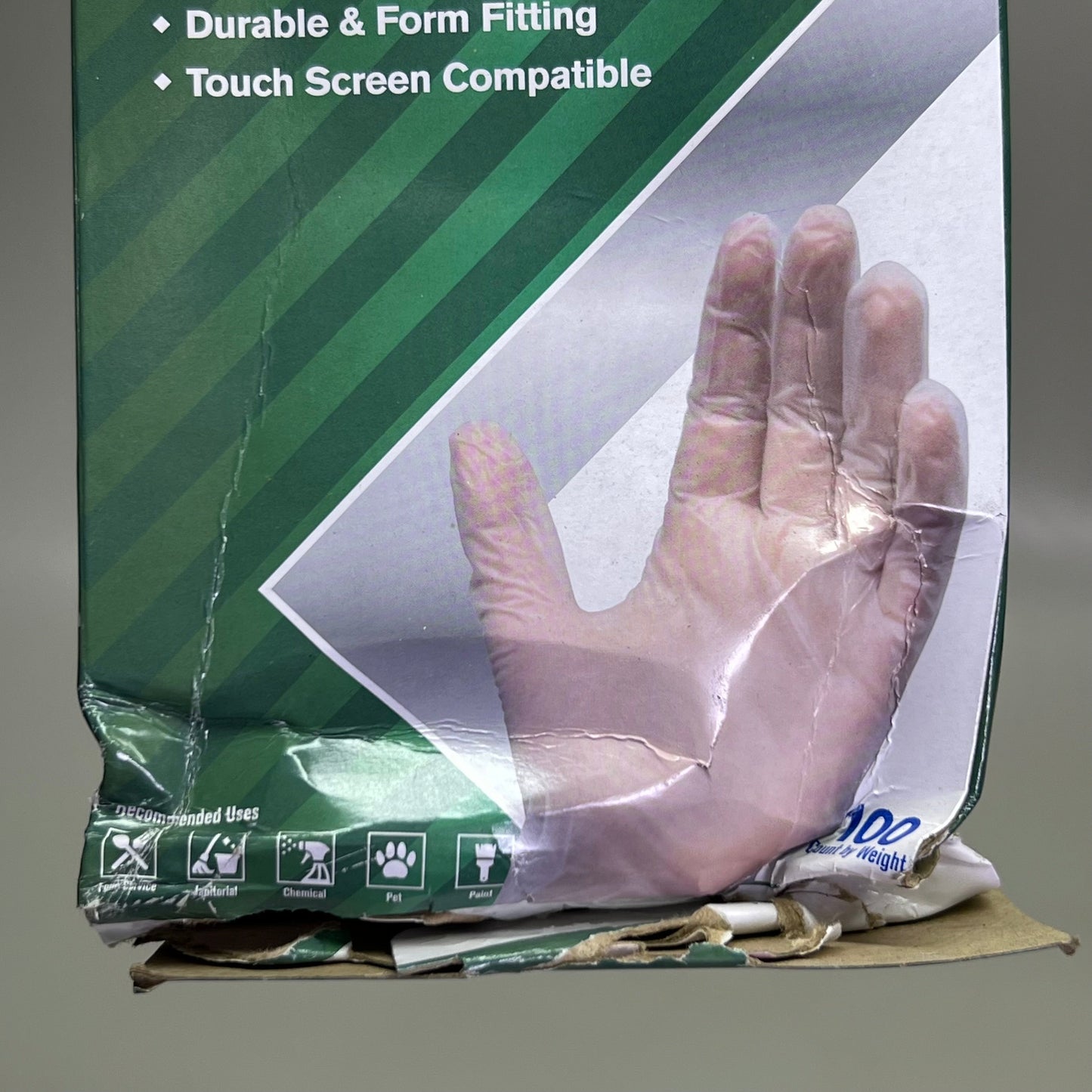 ZA@ SAFETY ZONE (2 PACK of 100 Gloves) Clear Vinyl Gloves Sz M GVP9-MD-HH (AS-IS, Distressed Box) C