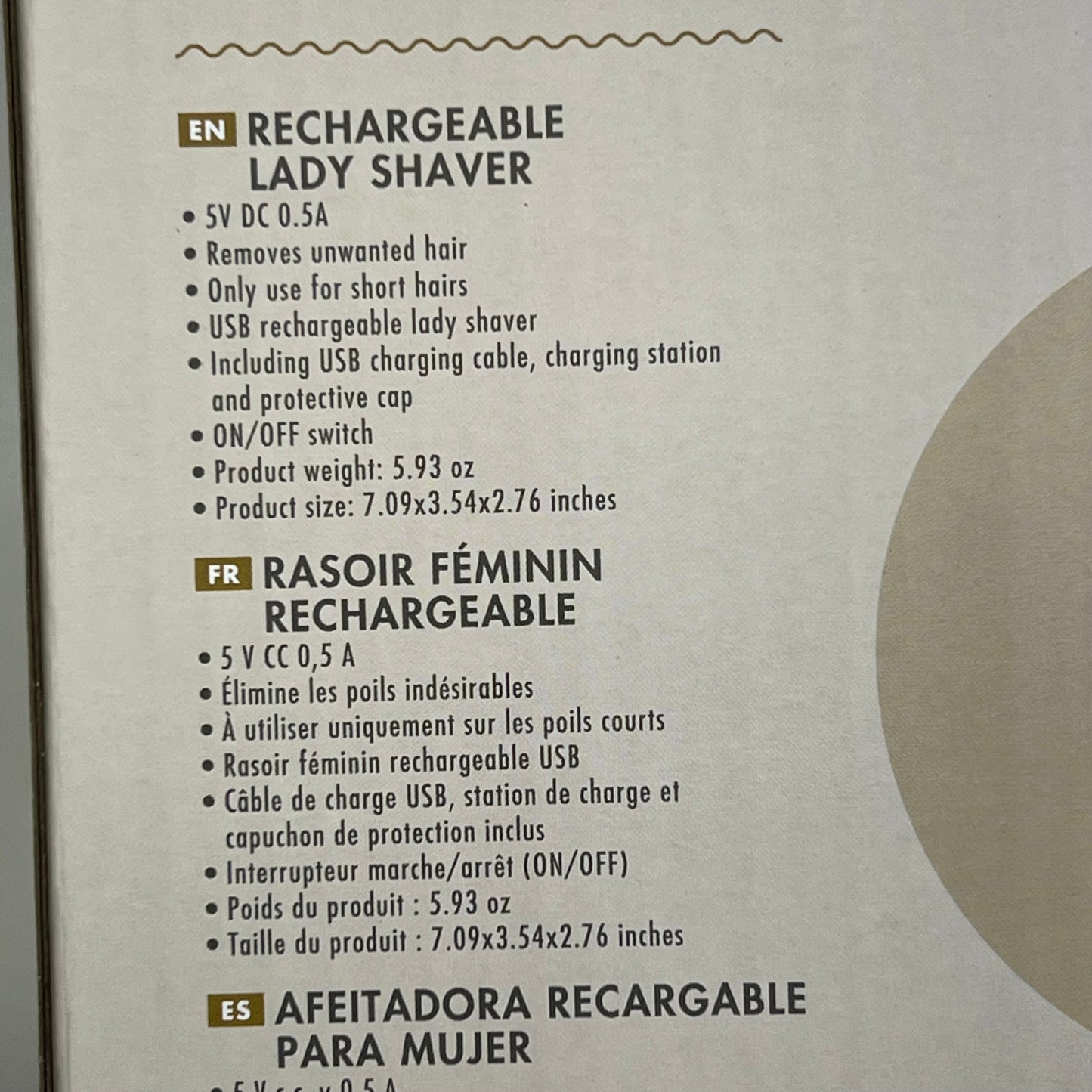 COSMOPOLITAN Cordless Portable Rechargeable Lady Shaver Black & Gold 2021-7281