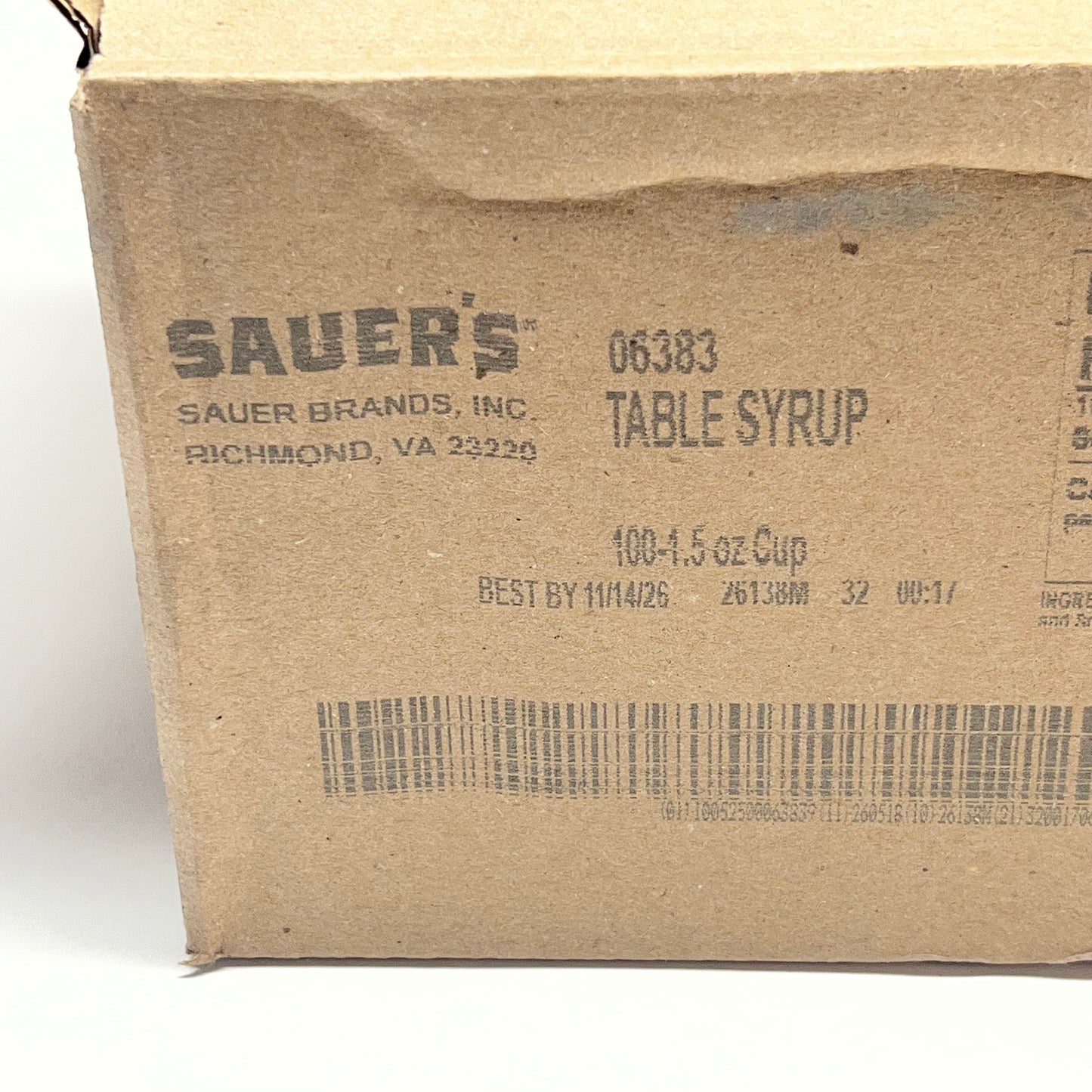 ZA@ SAUER (100 PACK) Regular Table Syrup Individually Packaged 1.5oz BB 11/26