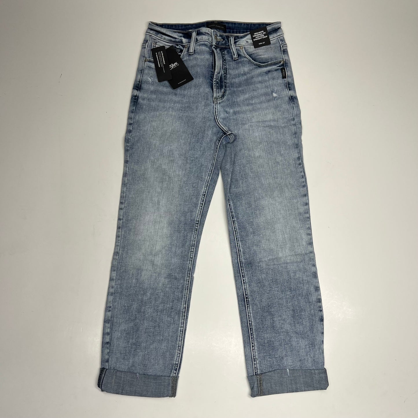 SILVER JEANS CO High Note High Rise Straight Crop Jeans  Women's Sz 28/27 Light