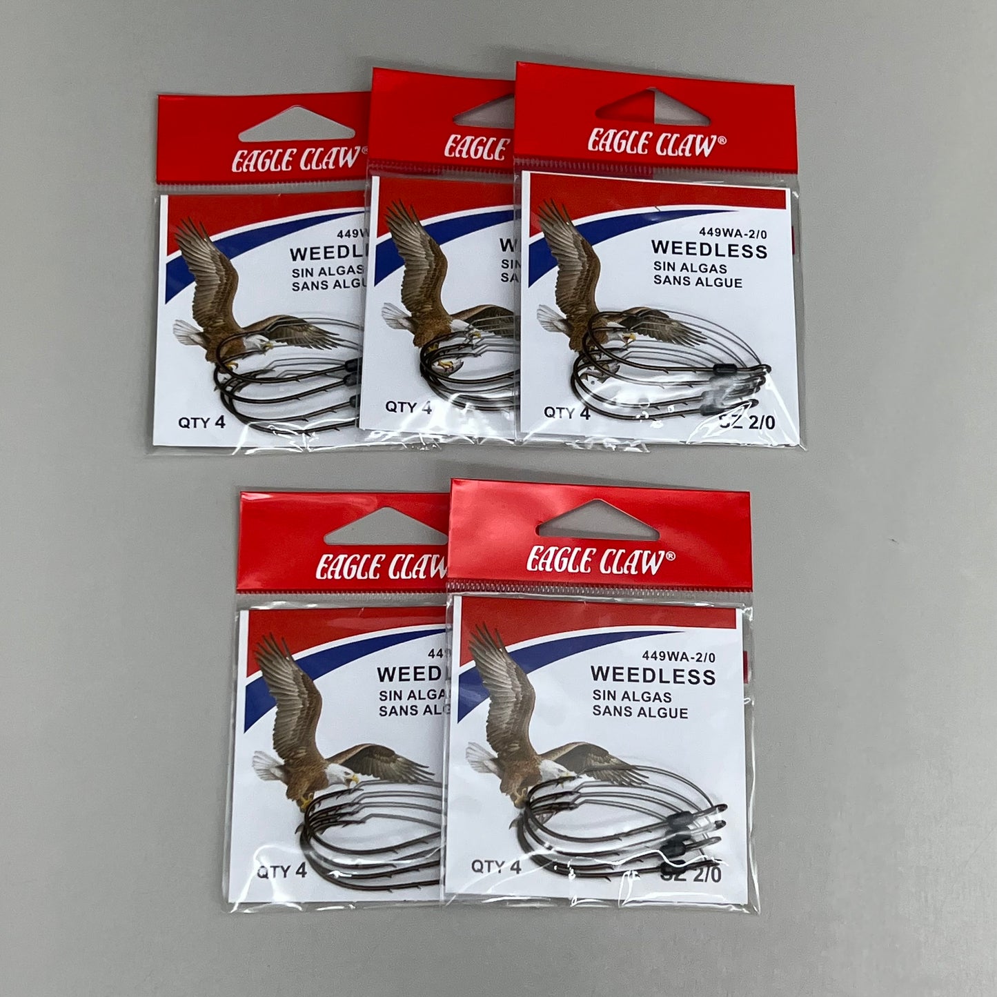 EAGLE CLAW (5 PACK) Weedless Baitholder 2 Slice Hook Bronze #2/0 4pc 449WA-2/0