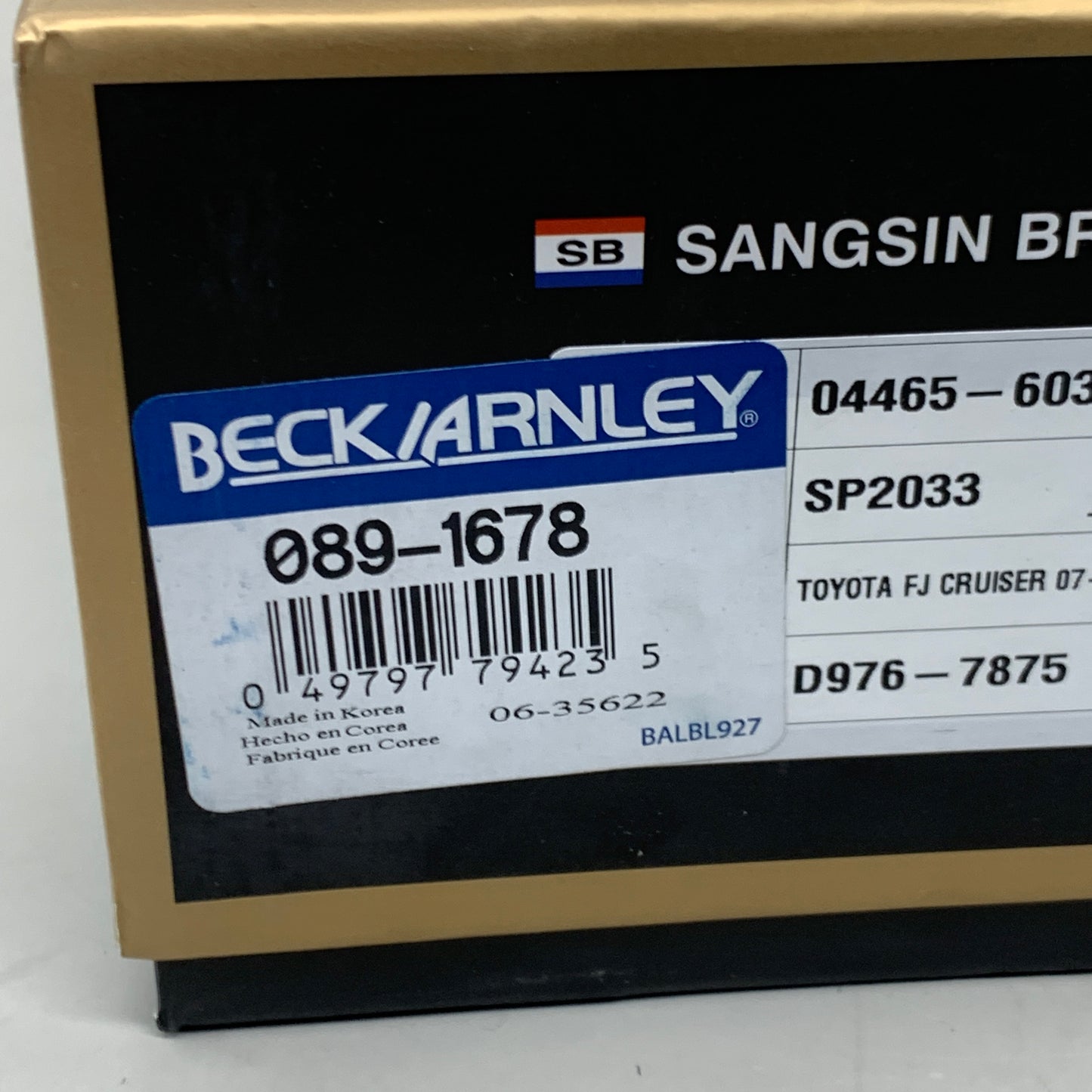 BECK ARNLEY Disc Brake Pad for Toyota & Lexus 089-1678