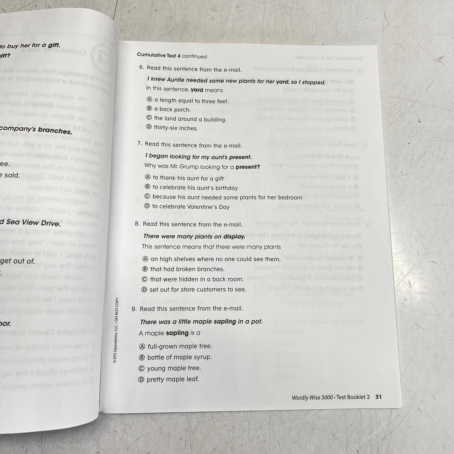 WORDLY WISE 3000 (2 PACK) Direct Academic Vocabulary Instruction Test Booklet 4th Ed