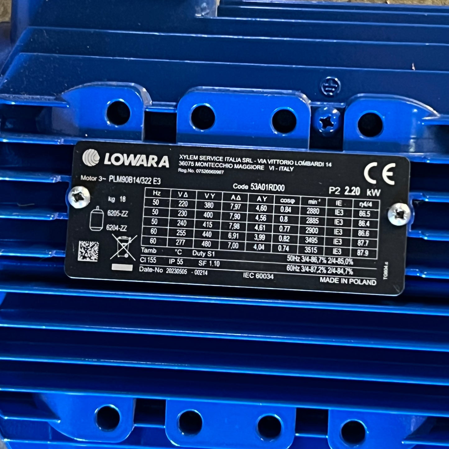 LOWARA Three Phase Vertical Multistage Pump With Motor 47"L Blue 1SV34F022T/D (new Other, Minor Damage)