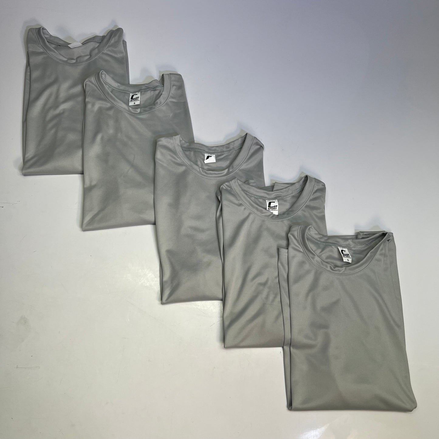 C2 SPORT (5 PACK) Long Sleeve Work Shirts Men's Sz S Light Grey 520000