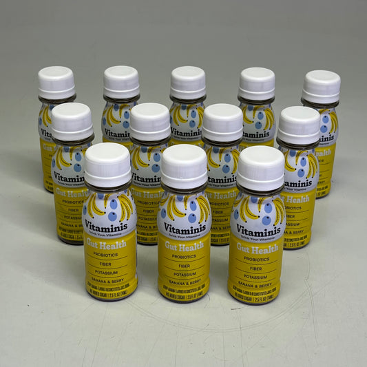 VITAMINIS (12 PACK) Gut Health Banana & Berry Flavor 100% Vegan BB 03/27