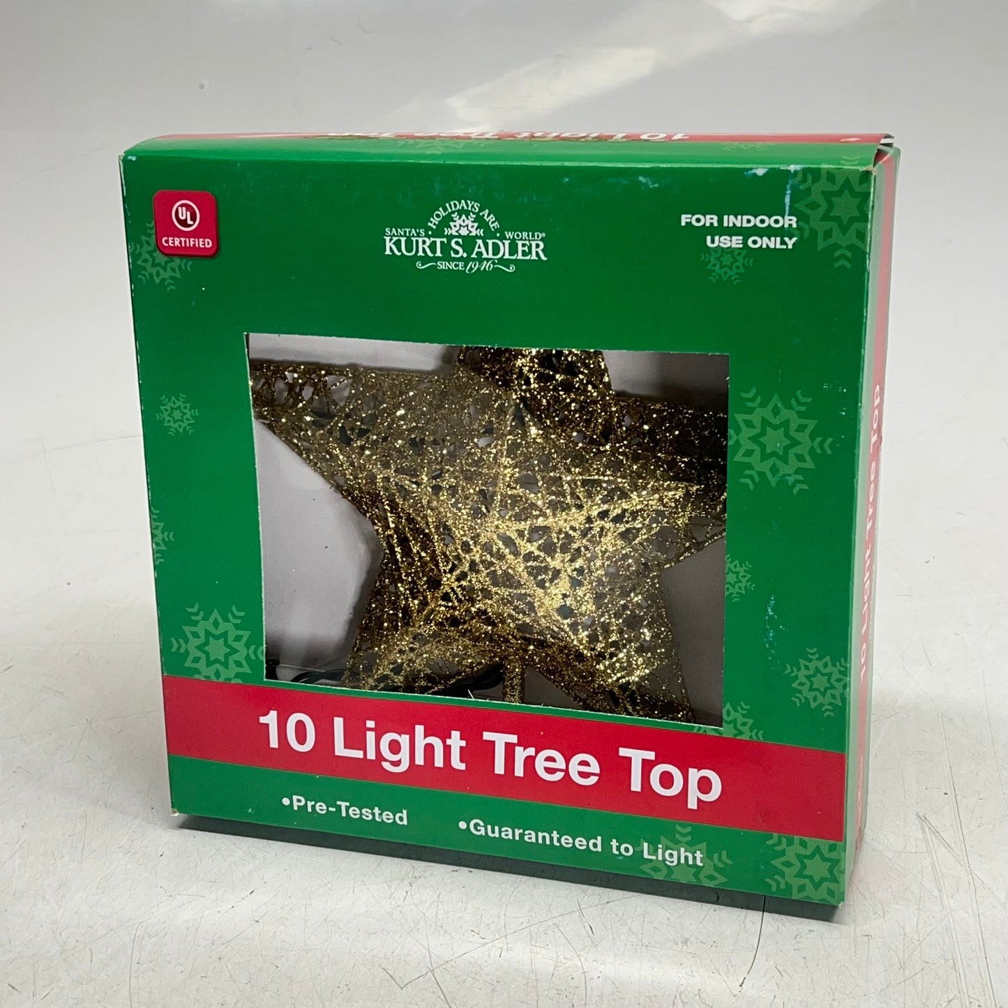 KURT S ADLER Wire Star Tree Topper Christmas Decor 9" 10 Light Gold UL0131GO