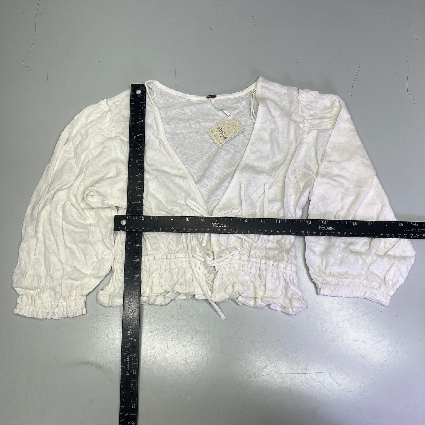 FREE PEOPLE Breezy Beachy Cotton Linen Let's Go Blouse Women's Sz XS Ivory