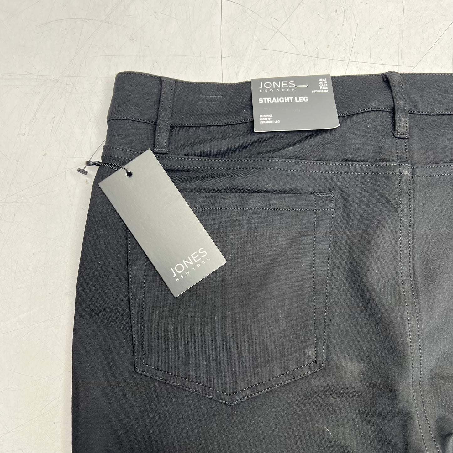 JONES New York Lexington Straight Leg Pants Women's Sz 12 Black  18058961-002