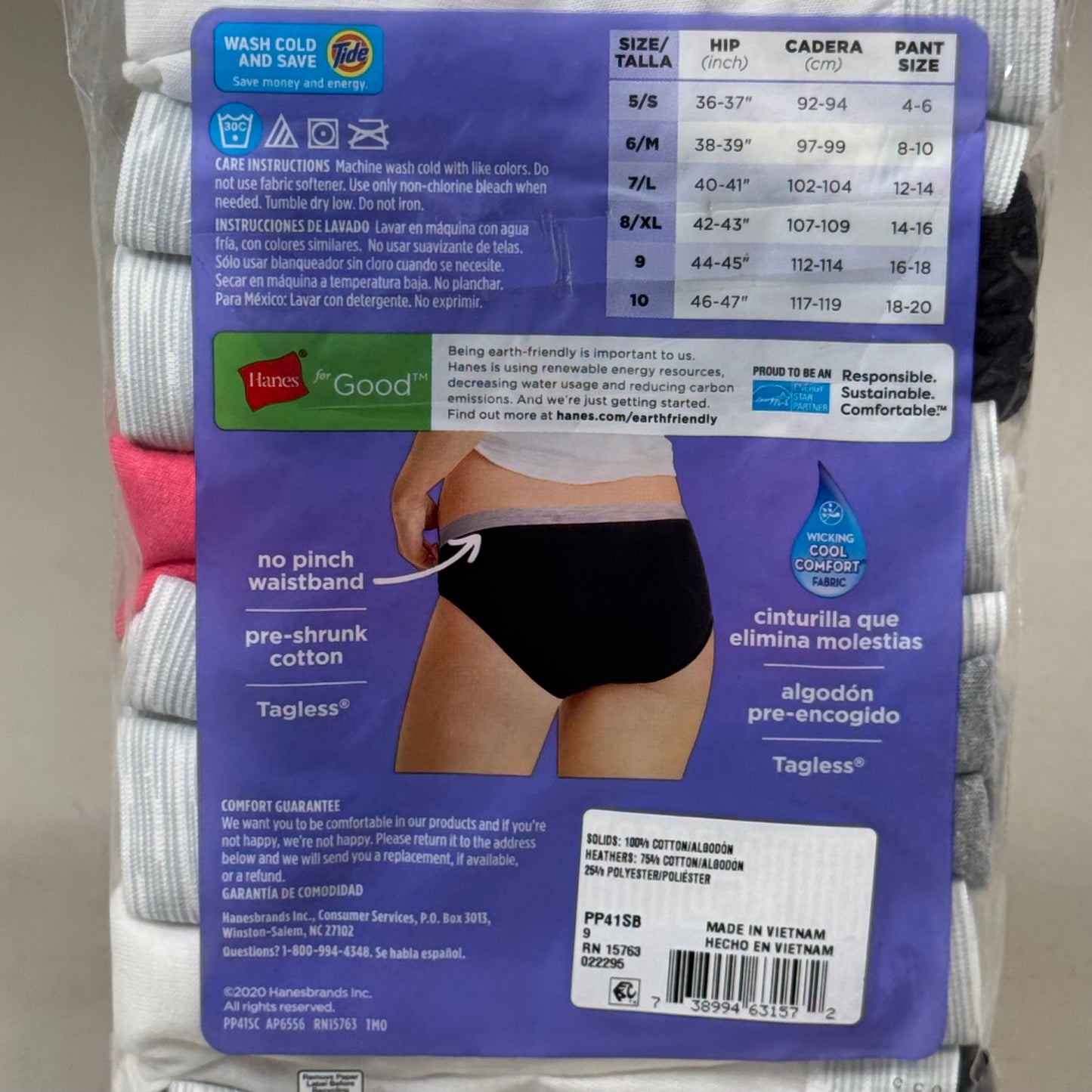HANES (6 PACK!) Women's Hipster Cotton Underwear Sz-9 White/Black/Grey PP41SB