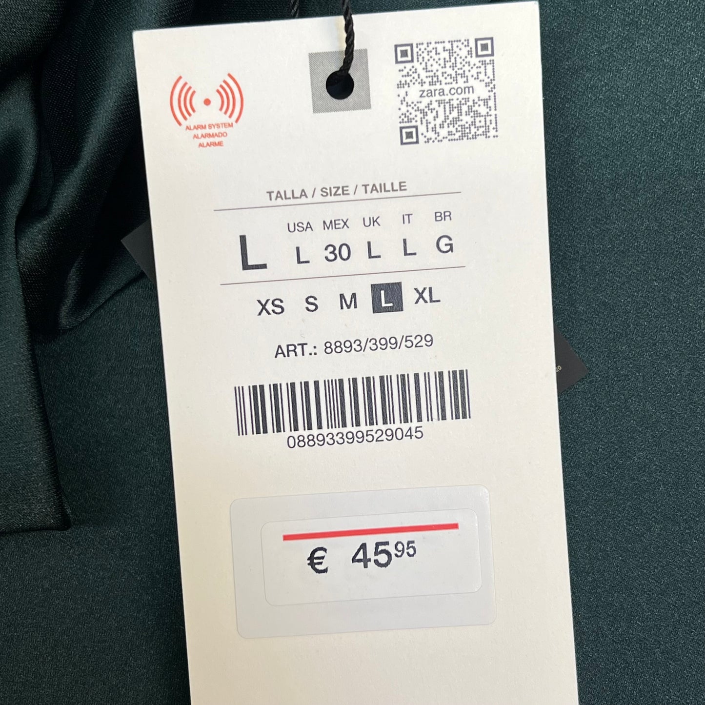 ZARA Open Back Feather Satin Effect Short Dress Women's Sz L Dark Green/Black