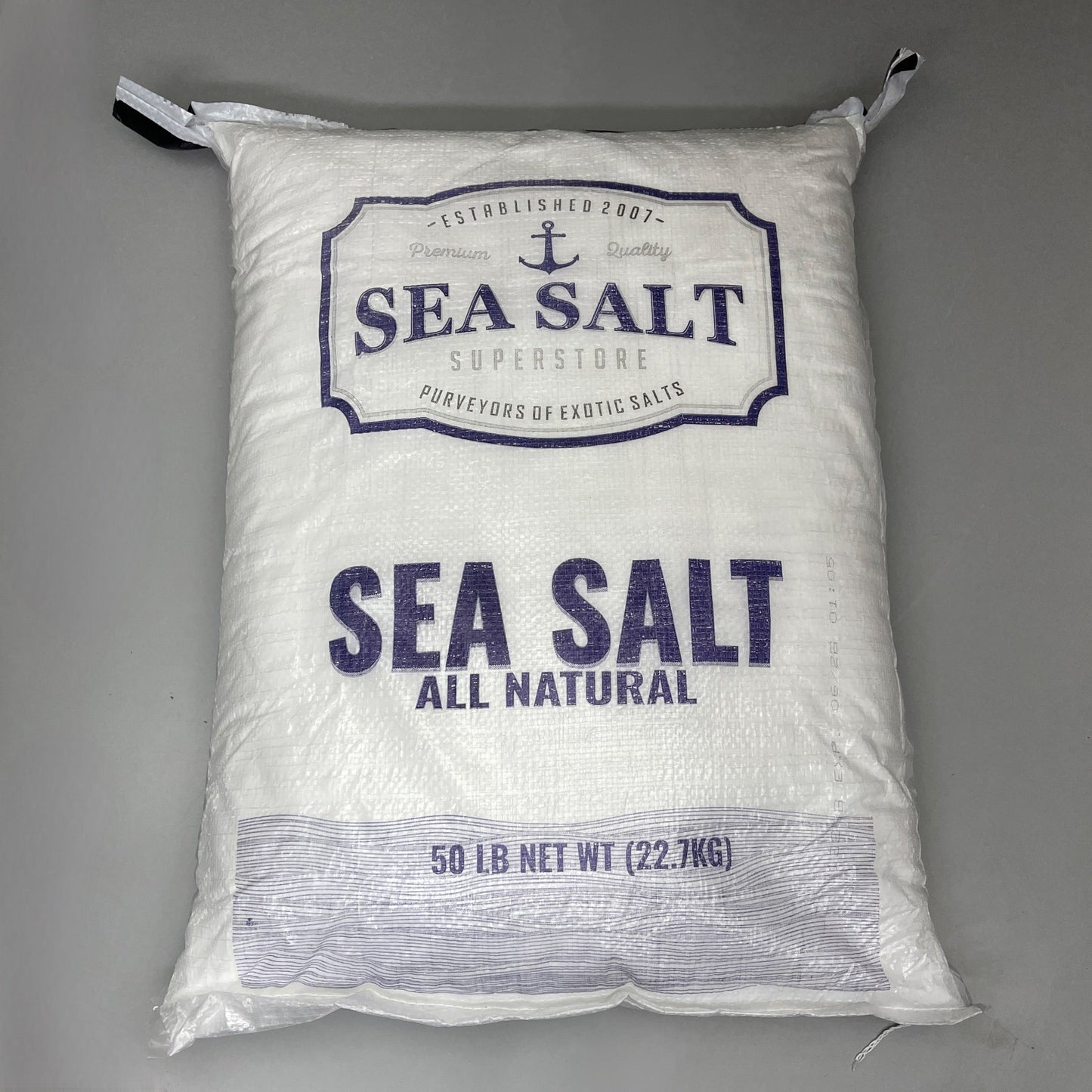 SEA SALT SUPERSTORE (50 LBS) All Natural Kosher Fine Grain Sea Salt BB 06/28