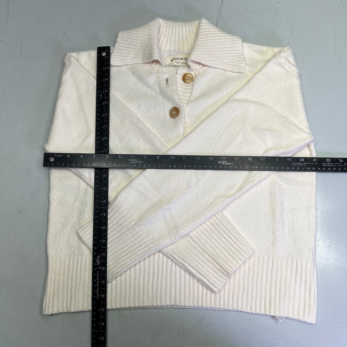 FREE PEOPLE Soft Trading Up Polo Relaxed Fit Women's Sz S  Ivory 101767630