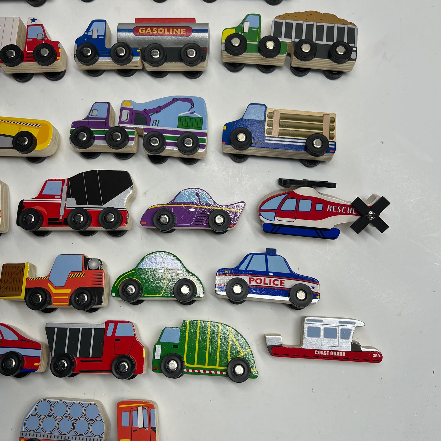 KAPLAN Wooden Assorted Transportation Set Cars, Trucks, & More 24 Piece 30981