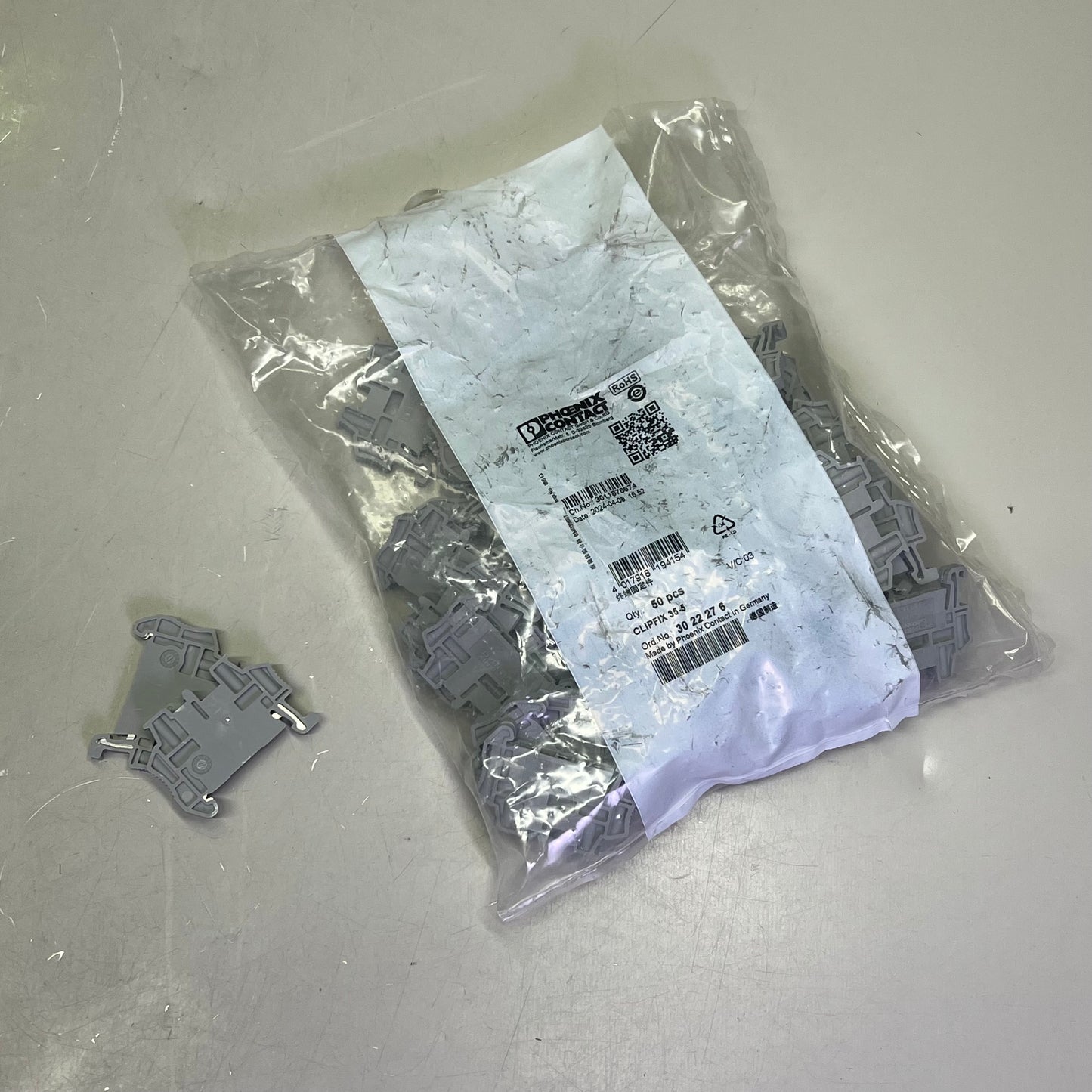 PHOENIX CONTACT (50 PACK) Clipfix Quick Mounting End Bracket Grey 3022276