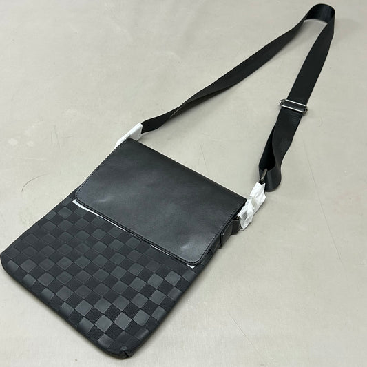 FUMATORE Basket Weave Faux Leather Shoulder Strap Purse 11"x9" Black STRLTXTG-SQB-ST