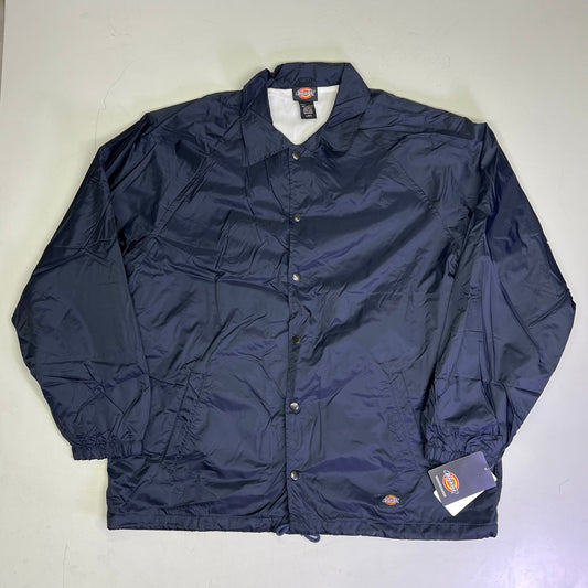 DICKIES Snap Front Nylon Jacket Water Resistant Men's Sz L Dark Navy 76242DN