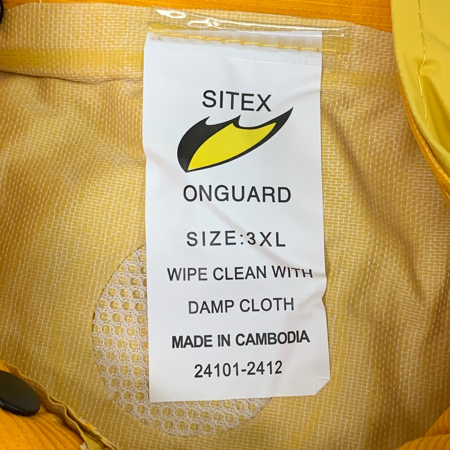 ONGAURD INDUSTRIES 3 Piece Protective Clothing Unisex SZ 3XL Yellow 76515CCR-Sitex