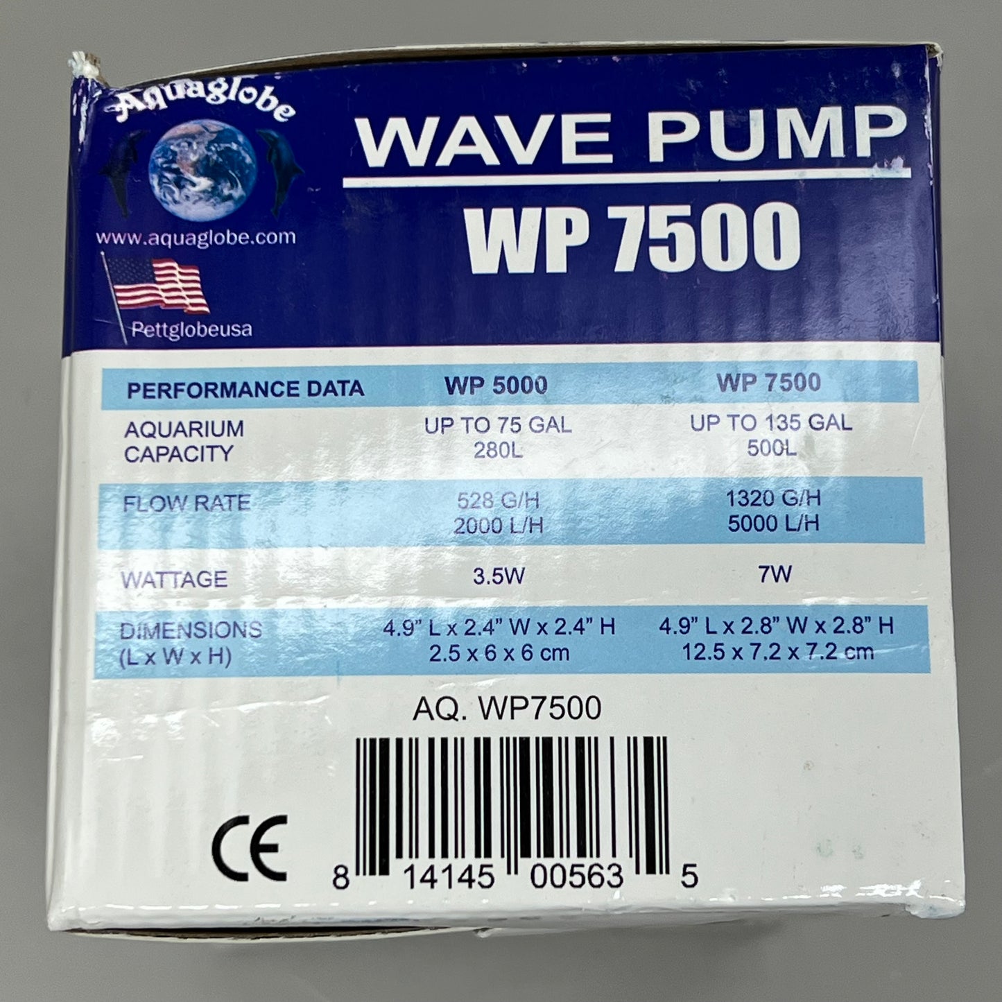 AQUAGLOBE Compact Wave Pump Easy Install Anti Vibration Suction Cup Black WP7500